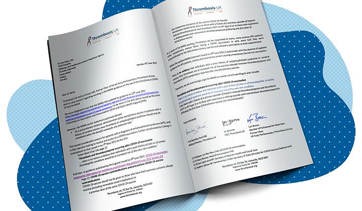 Thrombosis UK has sent a letter to Dr June Raine CBE, CEO of MHRA