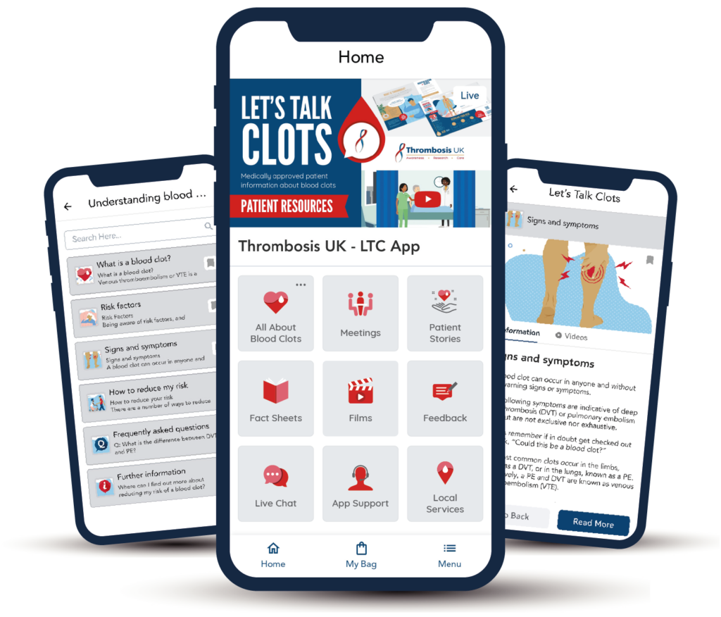 Let's Talk Clots App on a mobile phone